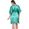 imageOussum Women Satin Silk Short Caftan Tunic Plus Size Beach Cover Up Kaftan Dress Sleepwear Nightwear Pajama DressesTeal