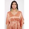 imageOussum Women Satin Silk Short Caftan Tunic Plus Size Beach Cover Up Kaftan Dress Sleepwear Nightwear Pajama DressesTerracotta