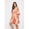 imageOussum Women Satin Silk Short Caftan Tunic Plus Size Beach Cover Up Kaftan Dress Sleepwear Nightwear Pajama DressesTerracotta