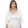 imageOussum Women Satin Silk Short Caftan Tunic Plus Size Beach Cover Up Kaftan Dress Sleepwear Nightwear Pajama DressesWhite