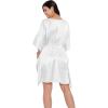 imageOussum Women Satin Silk Short Caftan Tunic Plus Size Beach Cover Up Kaftan Dress Sleepwear Nightwear Pajama DressesWhite