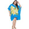 imageOussum Women Short Caftan Tunic Top Polyester Kaftan Dress Plus Size for BeachBlue Floral Tunics