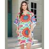 imageOussum Women Short Caftan Tunic Top Polyester Kaftan Dress Plus Size for BeachFloral Multi Tunics