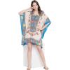 imageOussum Women Short Caftan Tunic Top Polyester Kaftan Dress Plus Size for BeachIvory Abstract Printed Tunic