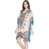 imageOussum Women Short Caftan Tunic Top Polyester Kaftan Dress Plus Size for BeachIvory Abstract Printed Tunic