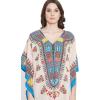 imageOussum Women Short Caftan Tunic Top Polyester Kaftan Dress Plus Size for BeachIvory Abstract Printed Tunic