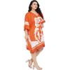 imageOussum Women Short Caftan Tunic Top Polyester Kaftan Dress Plus Size for BeachOrange Floral Tunics