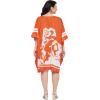 imageOussum Women Short Caftan Tunic Top Polyester Kaftan Dress Plus Size for BeachOrange Floral Tunics
