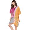 imageOussum Women Short Caftan Tunic Top Polyester Kaftan Dress Plus Size for BeachPink and Golden