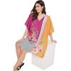 imageOussum Women Short Caftan Tunic Top Polyester Kaftan Dress Plus Size for BeachPink and Golden