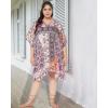 imageOussum Women Short Caftan Tunic Top Polyester Kaftan Dress Plus Size for BeachPink multicolor