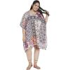 imageOussum Women Short Caftan Tunic Top Polyester Kaftan Dress Plus Size for BeachPink multicolor