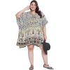 imageOussum Women Short Caftan Tunic Top Polyester Kaftan Dress Plus Size for BeachYellow  Black Leopard Print