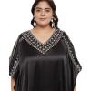 imageWomen Embroidery Fancy Long Kaftan Plus Size Satin Silky Maxi Dress Embroidered African Caftan Kimono Gown DressesBlack