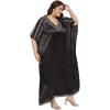 imageWomen Embroidery Fancy Long Kaftan Plus Size Satin Silky Maxi Dress Embroidered African Caftan Kimono Gown DressesBlack