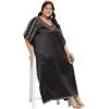 imageWomen Embroidery Fancy Long Kaftan Plus Size Satin Silky Maxi Dress Embroidered African Caftan Kimono Gown DressesBlack