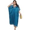 imageWomen Embroidery Fancy Long Kaftan Plus Size Satin Silky Maxi Dress Embroidered African Caftan Kimono Gown DressesCsbl