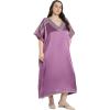 imageWomen Embroidery Fancy Long Kaftan Plus Size Satin Silky Maxi Dress Embroidered African Caftan Kimono Gown DressesCyclamen