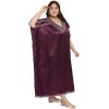imageWomen Embroidery Fancy Long Kaftan Plus Size Satin Silky Maxi Dress Embroidered African Caftan Kimono Gown DressesGrape Wine