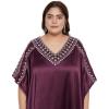 imageWomen Embroidery Fancy Long Kaftan Plus Size Satin Silky Maxi Dress Embroidered African Caftan Kimono Gown DressesGrape Wine