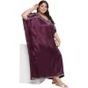 imageWomen Embroidery Fancy Long Kaftan Plus Size Satin Silky Maxi Dress Embroidered African Caftan Kimono Gown DressesGrape Wine