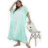 imageWomen Embroidery Fancy Long Kaftan Plus Size Satin Silky Maxi Dress Embroidered African Caftan Kimono Gown DressesIce Green