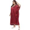 imageWomen Embroidery Fancy Long Kaftan Plus Size Satin Silky Maxi Dress Embroidered African Caftan Kimono Gown DressesJester Red