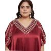 imageWomen Embroidery Fancy Long Kaftan Plus Size Satin Silky Maxi Dress Embroidered African Caftan Kimono Gown DressesJester Red