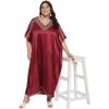 imageWomen Embroidery Fancy Long Kaftan Plus Size Satin Silky Maxi Dress Embroidered African Caftan Kimono Gown DressesJester Red