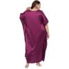 imageWomen Embroidery Fancy Long Kaftan Plus Size Satin Silky Maxi Dress Embroidered African Caftan Kimono Gown DressesPurple Passion