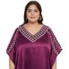 imageWomen Embroidery Fancy Long Kaftan Plus Size Satin Silky Maxi Dress Embroidered African Caftan Kimono Gown DressesPurple Passion