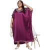 imageWomen Embroidery Fancy Long Kaftan Plus Size Satin Silky Maxi Dress Embroidered African Caftan Kimono Gown DressesPurple Passion