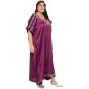 imageWomen Embroidery Fancy Long Kaftan Plus Size Satin Silky Maxi Dress Embroidered African Caftan Kimono Gown DressesPurple Passion