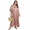imageWomen Embroidery Fancy Long Kaftan Plus Size Satin Silky Maxi Dress Embroidered African Caftan Kimono Gown DressesWithered Rose