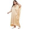 imageWomen Long Embroidered Dubai Kaftan Satin Silk Maxi Dress Plus Size Embroidery African Caftan for Wedding PartyApricot Gelato