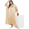 imageWomen Long Embroidered Dubai Kaftan Satin Silk Maxi Dress Plus Size Embroidery African Caftan for Wedding PartyApricot Gelato