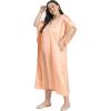 imageWomen Long Embroidered Dubai Kaftan Satin Silk Maxi Dress Plus Size Embroidery African Caftan for Wedding PartyApricot Tan