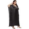 imageWomen Long Embroidered Dubai Kaftan Satin Silk Maxi Dress Plus Size Embroidery African Caftan for Wedding PartyBlack