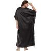imageWomen Long Embroidered Dubai Kaftan Satin Silk Maxi Dress Plus Size Embroidery African Caftan for Wedding PartyBlack
