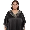 imageWomen Long Embroidered Dubai Kaftan Satin Silk Maxi Dress Plus Size Embroidery African Caftan for Wedding PartyBlack