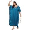 imageWomen Long Embroidered Dubai Kaftan Satin Silk Maxi Dress Plus Size Embroidery African Caftan for Wedding PartyCorsair Blue