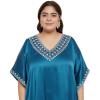 imageWomen Long Embroidered Dubai Kaftan Satin Silk Maxi Dress Plus Size Embroidery African Caftan for Wedding PartyCorsair Blue
