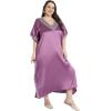 imageWomen Long Embroidered Dubai Kaftan Satin Silk Maxi Dress Plus Size Embroidery African Caftan for Wedding PartyCyclamen