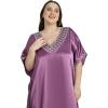 imageWomen Long Embroidered Dubai Kaftan Satin Silk Maxi Dress Plus Size Embroidery African Caftan for Wedding PartyCyclamen