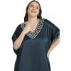 imageWomen Long Embroidered Dubai Kaftan Satin Silk Maxi Dress Plus Size Embroidery African Caftan for Wedding PartyDarkest Spruce