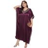 imageWomen Long Embroidered Dubai Kaftan Satin Silk Maxi Dress Plus Size Embroidery African Caftan for Wedding PartyGrape Wine