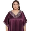imageWomen Long Embroidered Dubai Kaftan Satin Silk Maxi Dress Plus Size Embroidery African Caftan for Wedding PartyGrape Wine