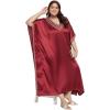 imageWomen Long Embroidered Dubai Kaftan Satin Silk Maxi Dress Plus Size Embroidery African Caftan for Wedding PartyJester Red