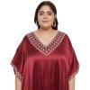 imageWomen Long Embroidered Dubai Kaftan Satin Silk Maxi Dress Plus Size Embroidery African Caftan for Wedding PartyJester Red
