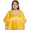 imageWomen Long Embroidered Dubai Kaftan Satin Silk Maxi Dress Plus Size Embroidery African Caftan for Wedding PartyLemon Chrome